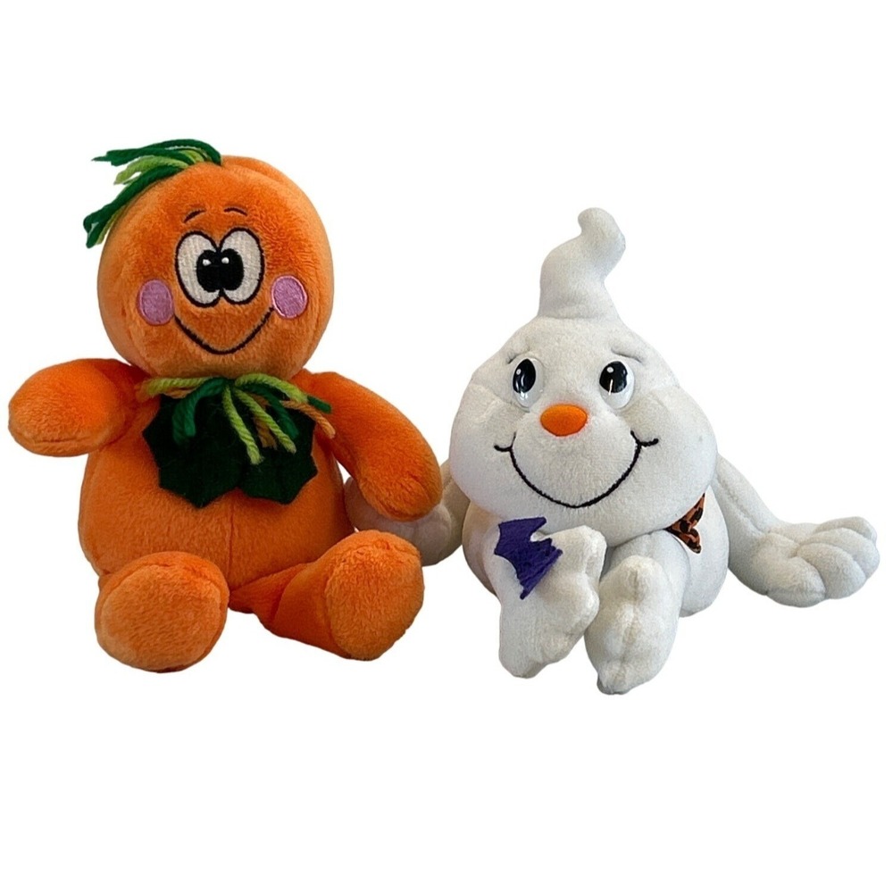 Hug & Luv Halloween Pumpkin and Ghost 7" Plush Stuffed Animal Toys Set of 2